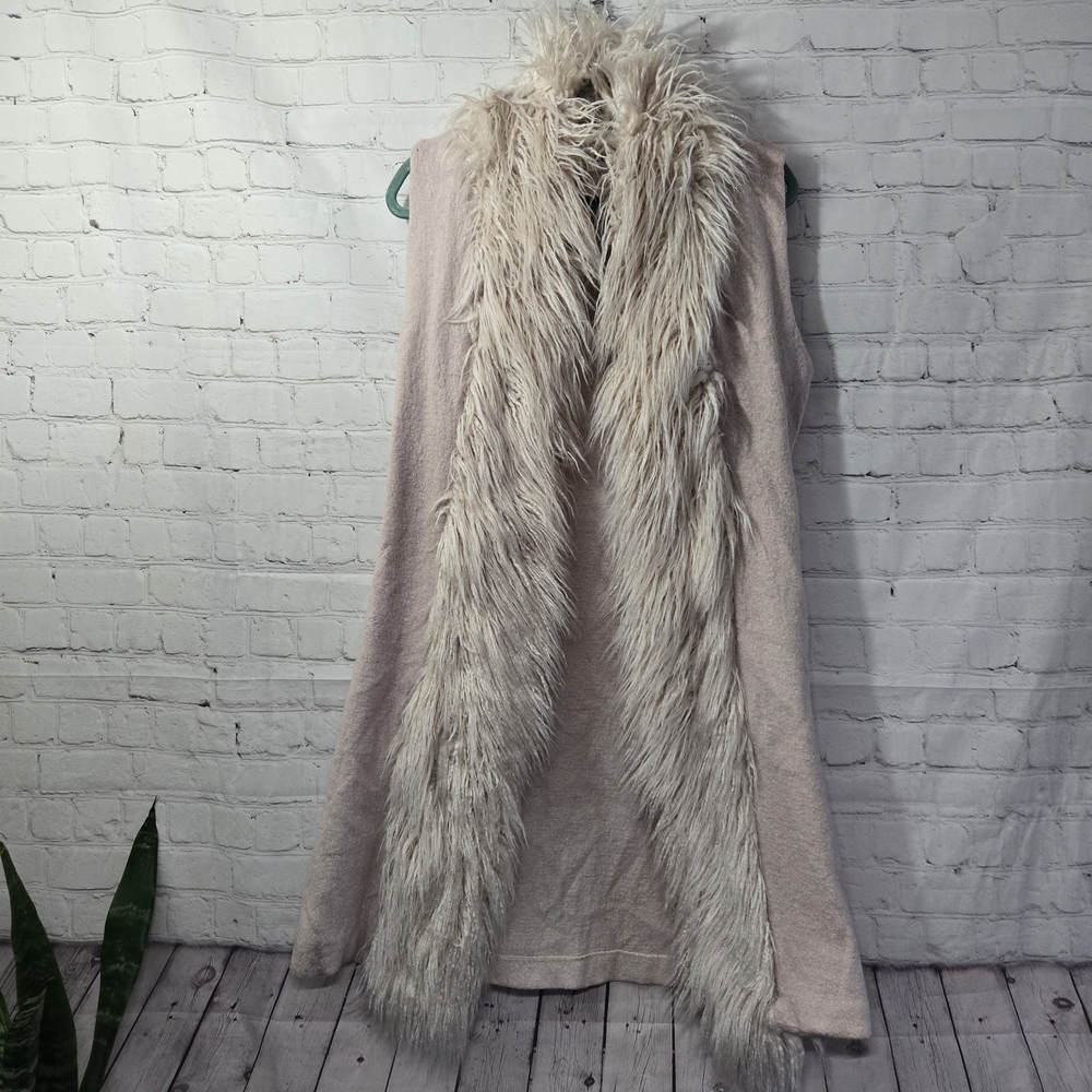 Luii Anthropologie Wool Faux Fur Shaggy Duster Longline Vest Y2K Boho Indie S